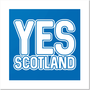 YES SCOTLAND, Scottish Independence White and Saltire Blue Layered Text Slogan Posters and Art